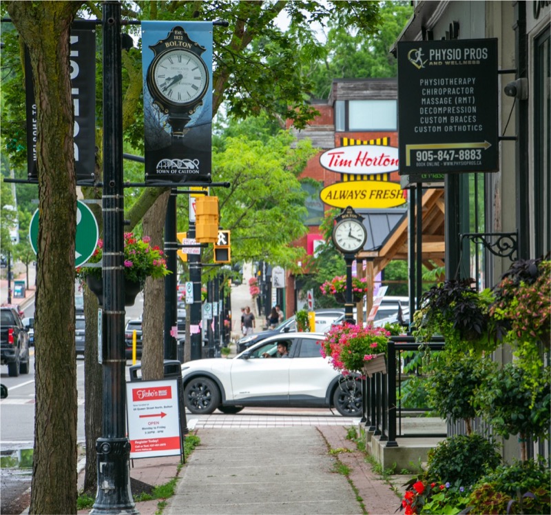 Downtown Bolton streetscape near Bolton Place Caledon